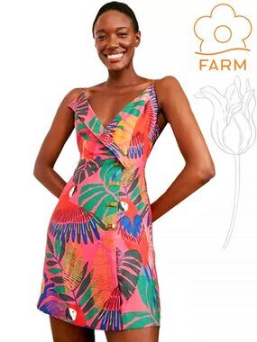 FARM RIO Macaw Side Buttons Mini Dress Multi